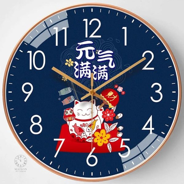Horloge décorative inspirée du chat porte-bonheur