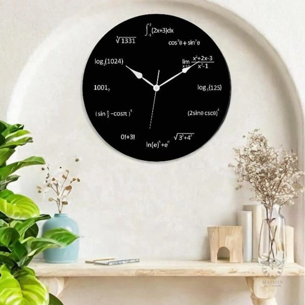 Horloge originale sur le thème des mathématiques pour décoration murale