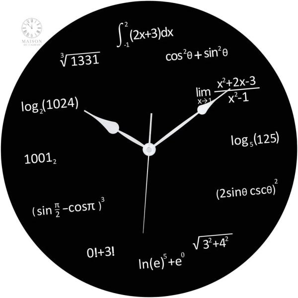Horloge murale design Maths, idée cadeau pour les passionnés de chiffres