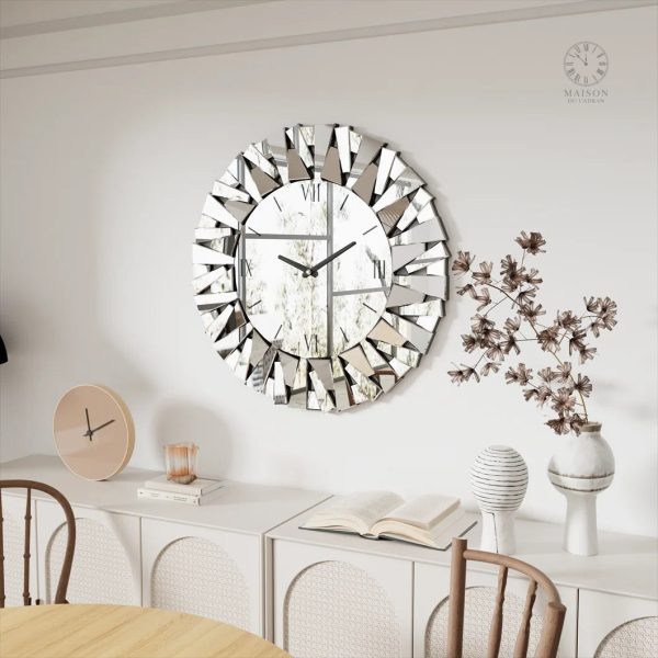 Horloge miroir murale décorative élégante