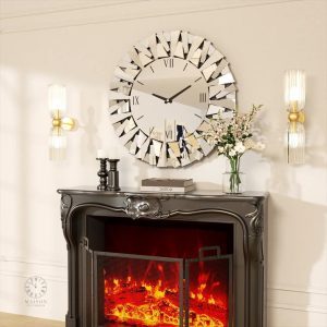 Horloge décorative murale avec effet miroir