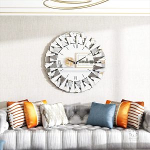 Horloge murale miroir, style contemporain
