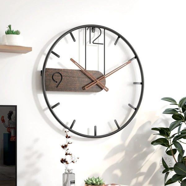 Horloge murale en fer, accessoire décoratif contemporain