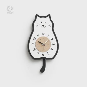 Design moderne d'horloge avec chat stylisé