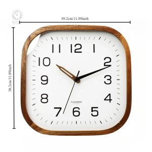 Horloge Carrée en Bois pour Décoration Murale