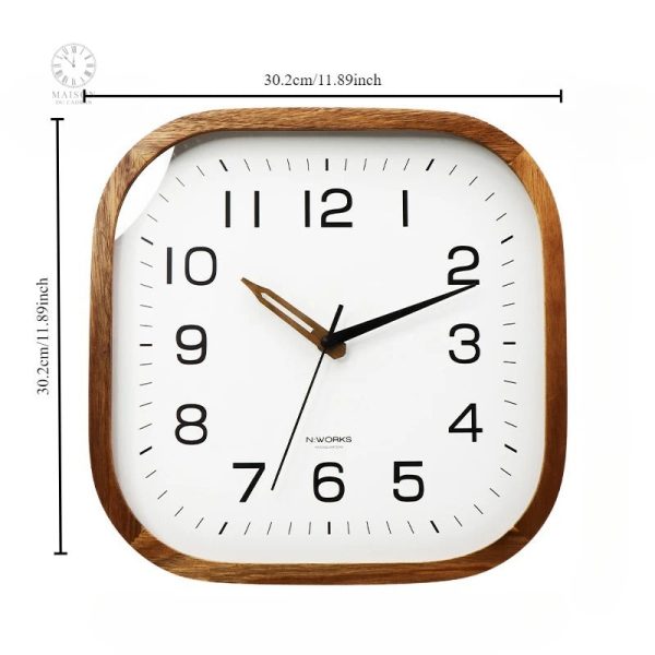 Horloge Carrée en Bois pour Décoration Murale