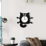Horloge murale avec motif de chat pour décoration intérieure