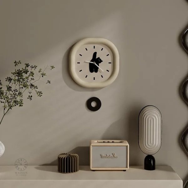 Horloge murale design chat moderne