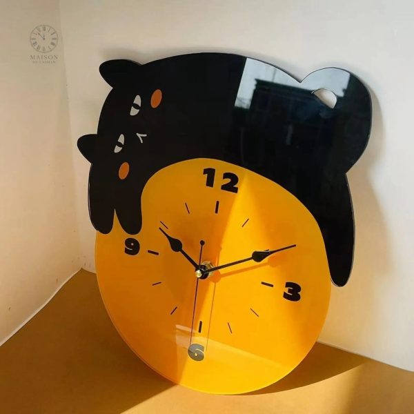 Horloge décorative en forme de chat noir