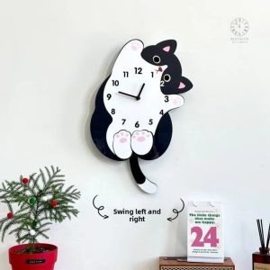 Horloge murale chat avec un design moderne et artistique