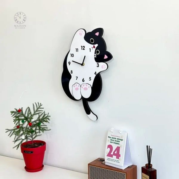 Horloge chat au style contemporain pour votre mur