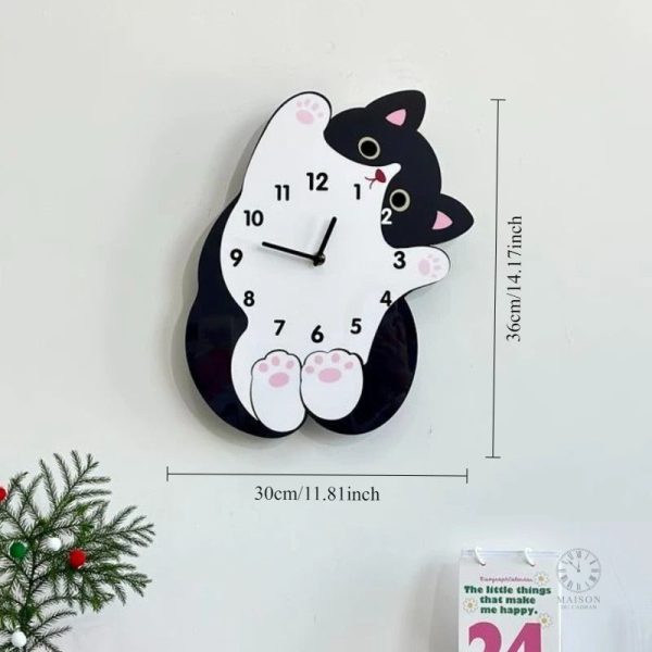 Horloge design chat, accessoire décoratif unique