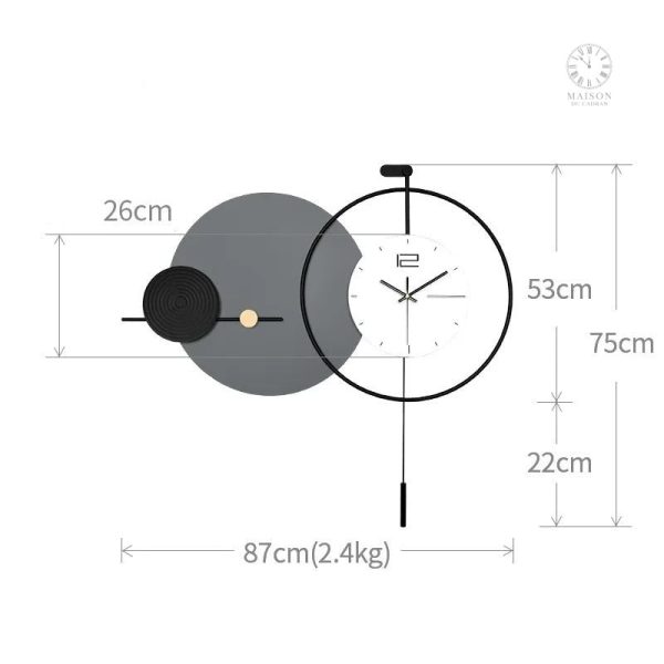 Horloge murale unique avec éléments géométriques