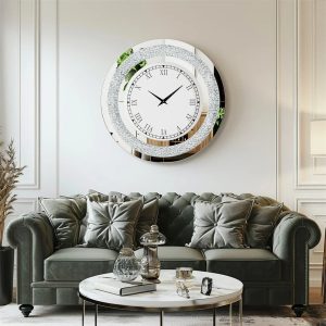 Horloge Murale Luxe avec Détails en Cristal