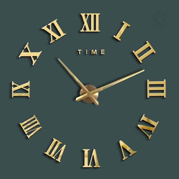 horloge-murale-doree-1 Horloge Sticker Mural moderne et décorative pour la maison