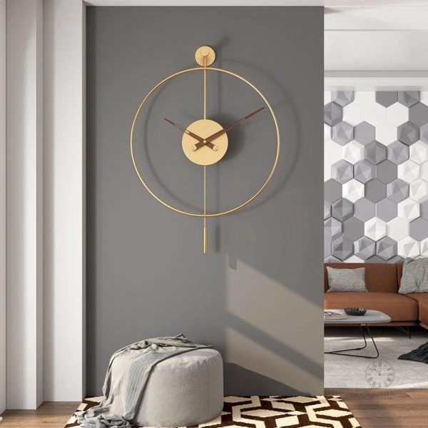 Horloge Murale Moderne avec Finition Dorée