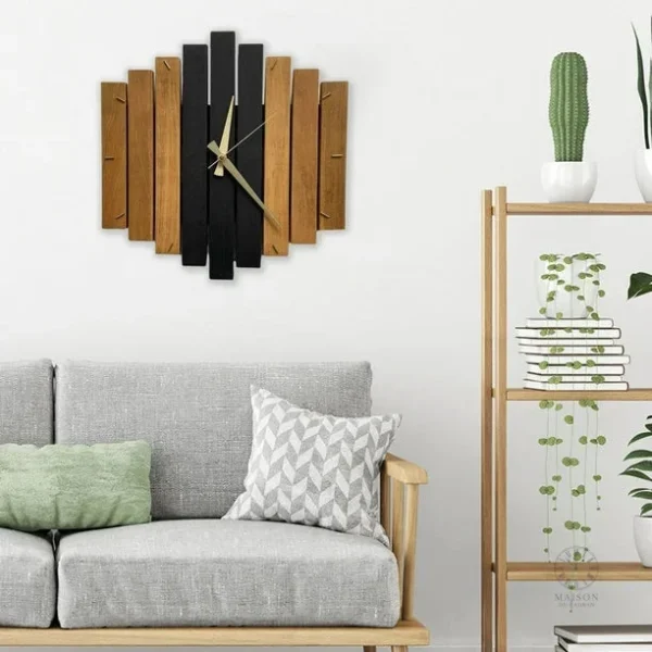 Horloge murale tendance en bois pour salon