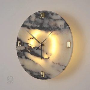 Horloge Murale Élégante en Marbre Lumineux