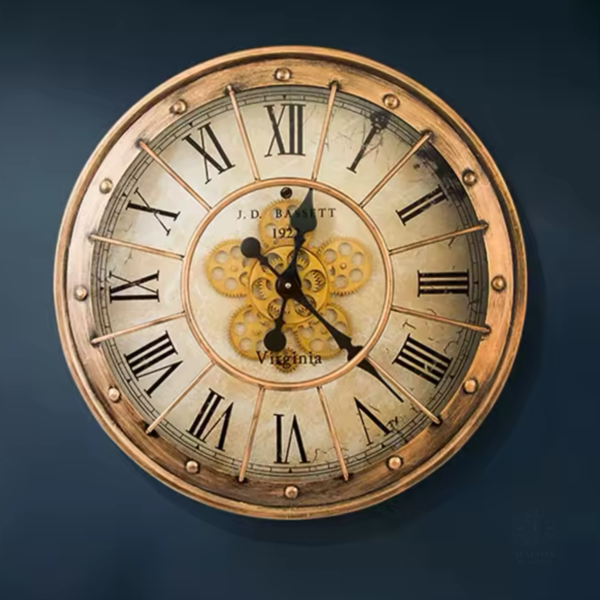 Horloge murale stylée avec mécanisme d'engrenage