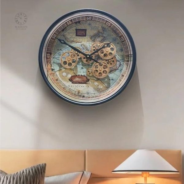horloge-murale-engrenage-tournant-1 Horloge Engrenage Tournant murale moderne