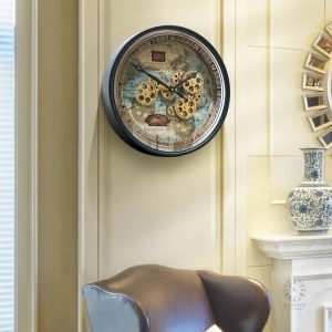 Horloge murale avec engrenages décoratifs