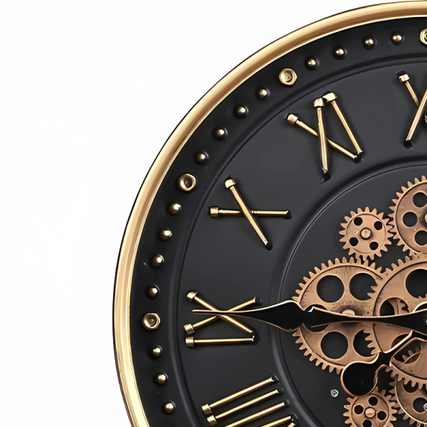 Horloge murale en métal avec mécanisme d'engrenages