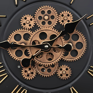 Horloge décorative avec effet d'engrenages visibles