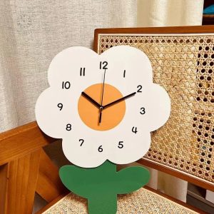 Horloge murale décorative avec motif de fleur coloré et stylé