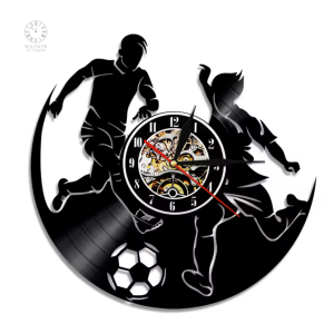 Horloge murale en vinyle thème football