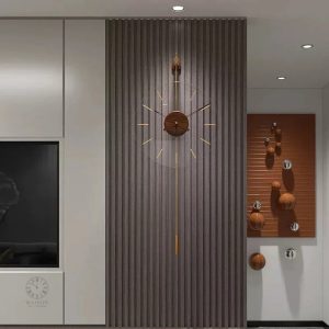 Horloge minimaliste en métal doré pour décoration