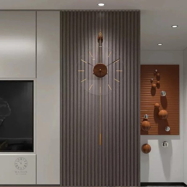 Horloge minimaliste en métal doré pour décoration