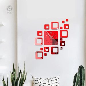 Horloge Sticker Mural avec effet miroir élégant et contemporain