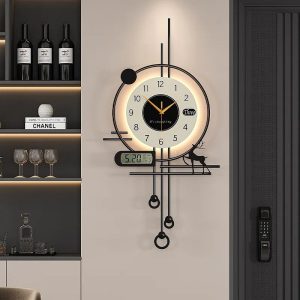 Horloge Murale Contemporaine avec Lumières LED