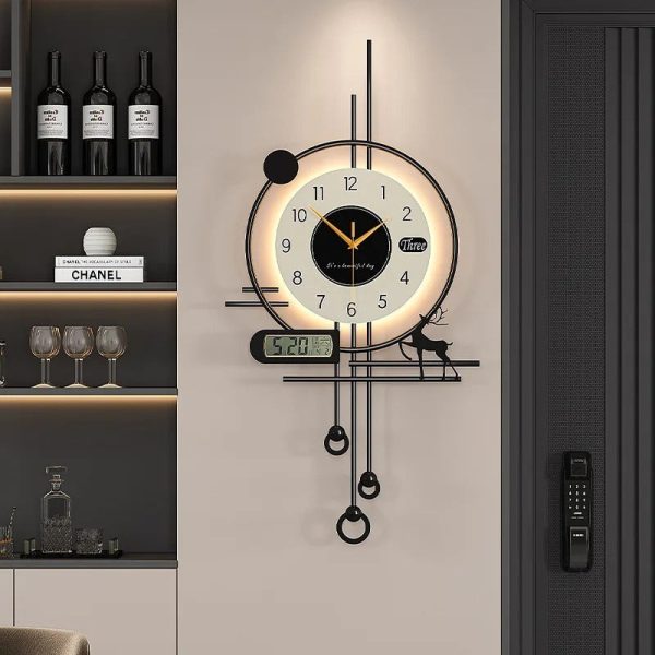 Horloge Murale Contemporaine avec Lumières LED