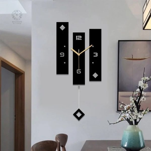 horloge-murale-noire-moderne-1 Horloge murale noire moderne au design épuré