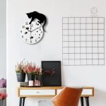 Horloge murale design chat pour décoration intérieure