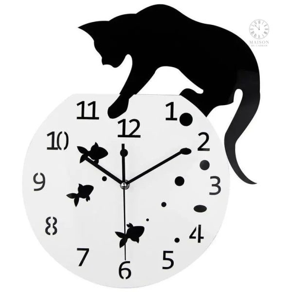 Horloge murale inspirée par les chats, style unique