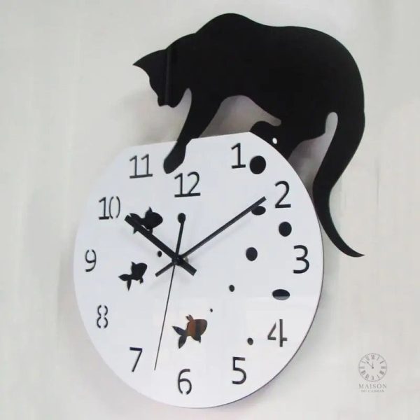 Horloge décorative avec illustration de chat sympathique