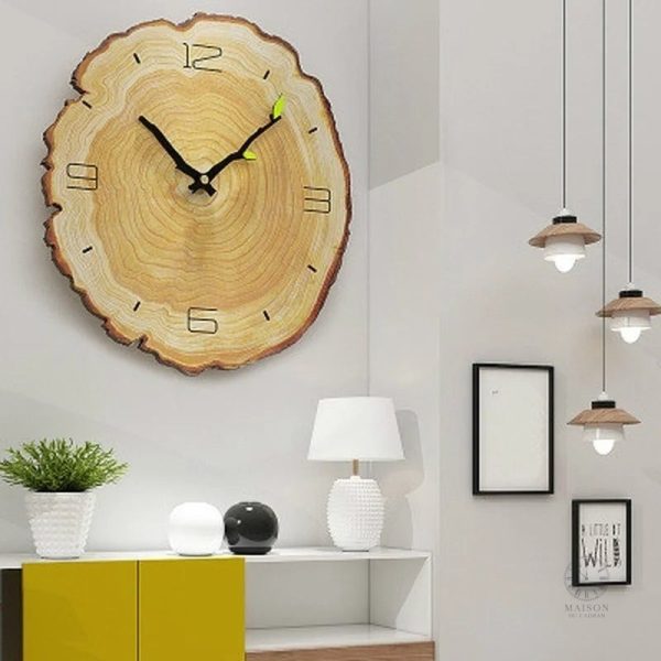 Horloge Murale Originale en Bois pour Salle de Séjour