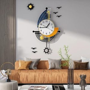Horloge Murale avec motif de voilier pour décoration intérieure