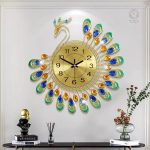 Horloge murale design Paon, décoration murale élégante