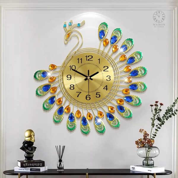 horloge-murale-paon-design-1 Horloge murale design Paon, décoration murale élégante