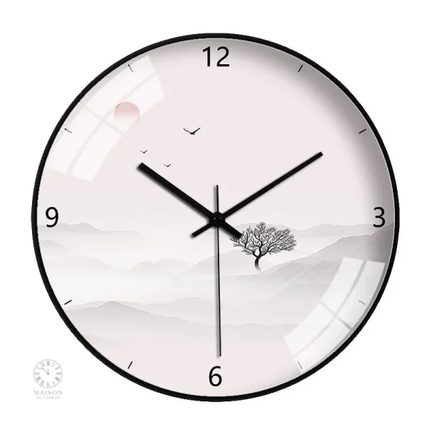 Horloge murale à motif chinois, ajout artistique pour la déco