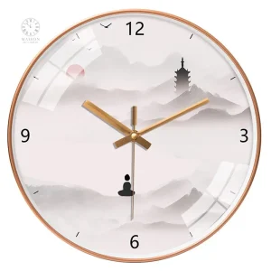 Horloge décorative représentant un paysage traditionnel chinois