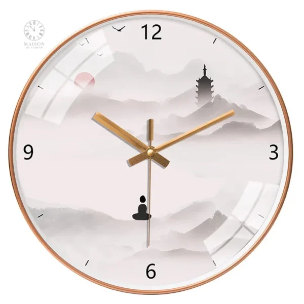 Horloge décorative représentant un paysage traditionnel chinois