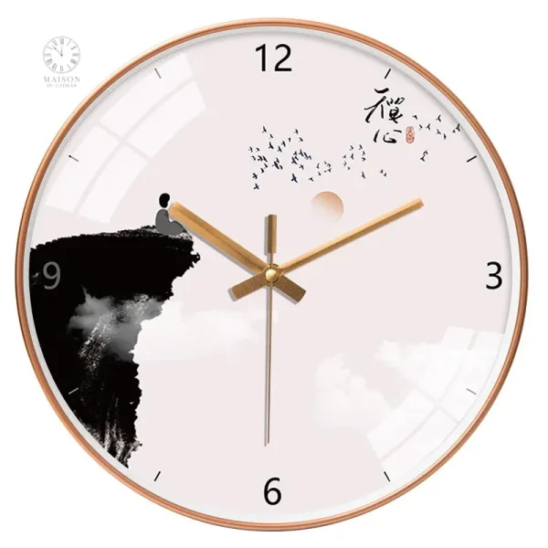 Horloge murale avec motif de paysage asiatique
