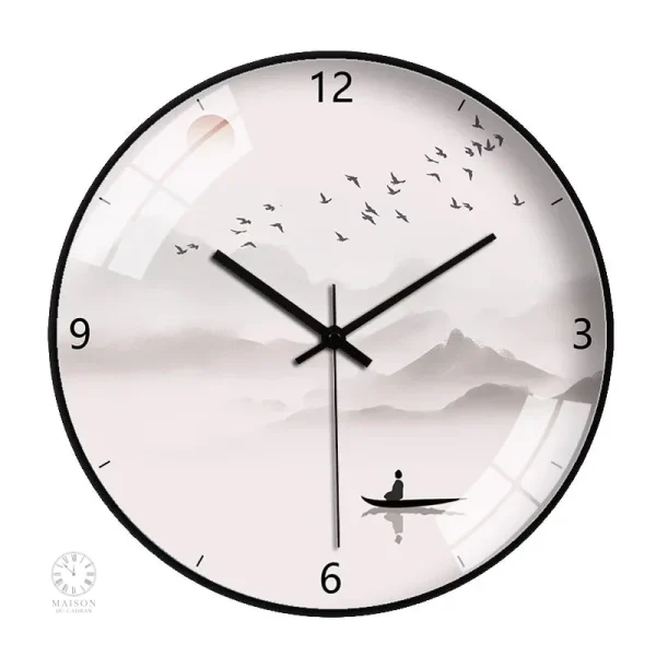 Horloge design affichant des éléments de la nature chinoise