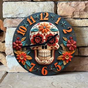 Horloge murale décorative avec mécanisme de squelette visible