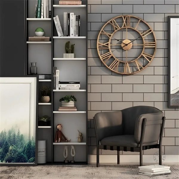 Horloge murale style industriel avec chiffres romains