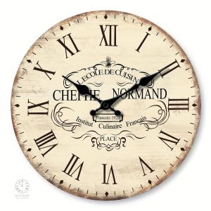 Horloge vintage en bois, décoration murale classique
